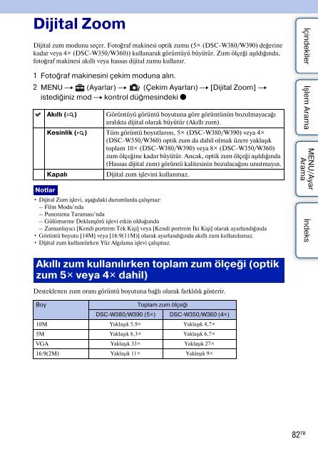 Sony DSC-W350 - DSC-W350 Istruzioni per l'uso Turco