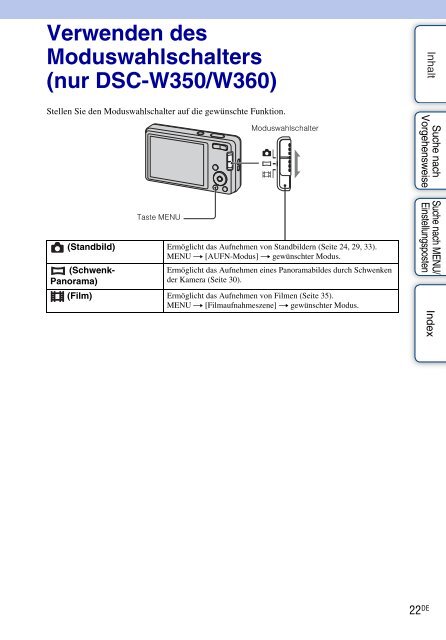 Sony DSC-W350 - DSC-W350 Guida all&rsquo;uso Tedesco