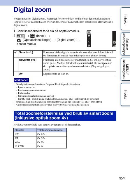 Sony DSC-T99D - DSC-T99D Istruzioni per l'uso Norvegese