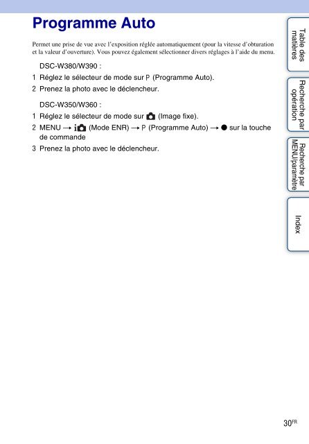 Sony DSC-W350 - DSC-W350 Guida all&rsquo;uso Francese