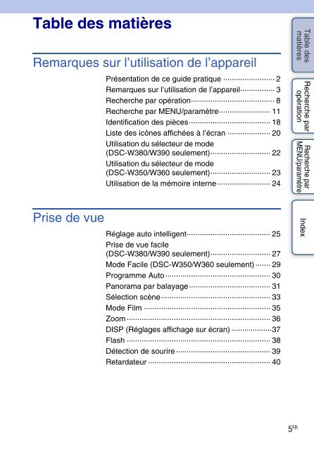 Sony DSC-W350 - DSC-W350 Guida all&rsquo;uso Francese