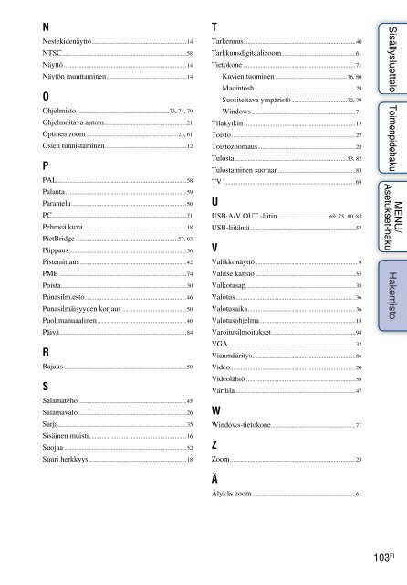 Sony DSC-W180 - DSC-W180 Istruzioni per l'uso Finlandese