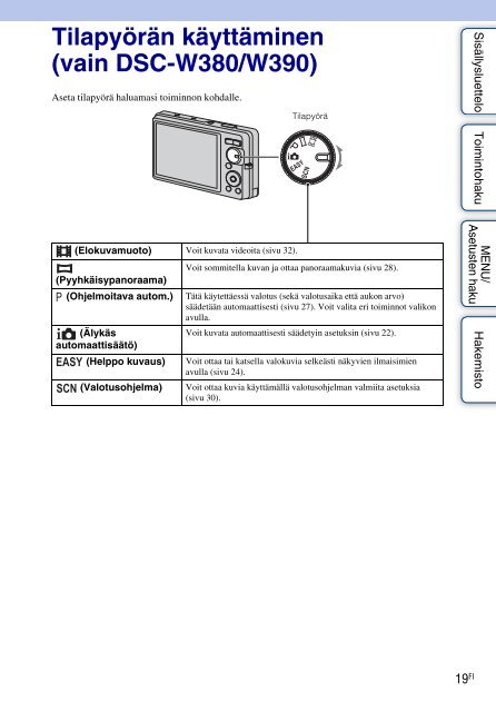 Sony DSC-W360 - DSC-W360 Istruzioni per l'uso Finlandese
