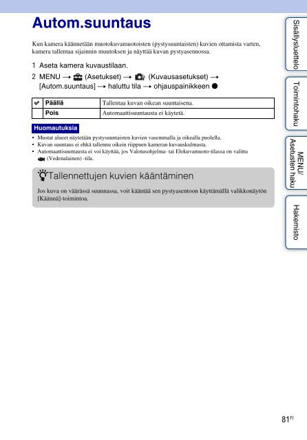 Sony DSC-W360 - DSC-W360 Istruzioni per l'uso Finlandese