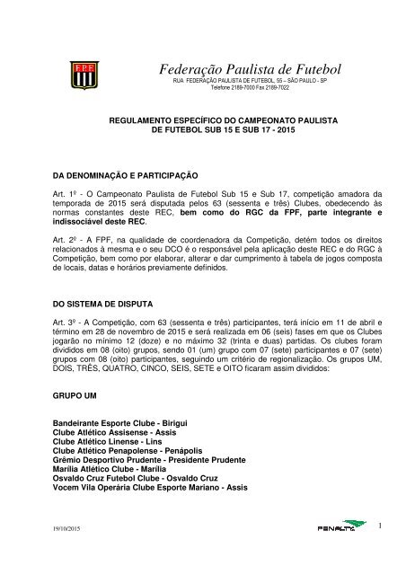 Paulista Sub-11 e Sub-13 têm tabelas e regulamento definidos