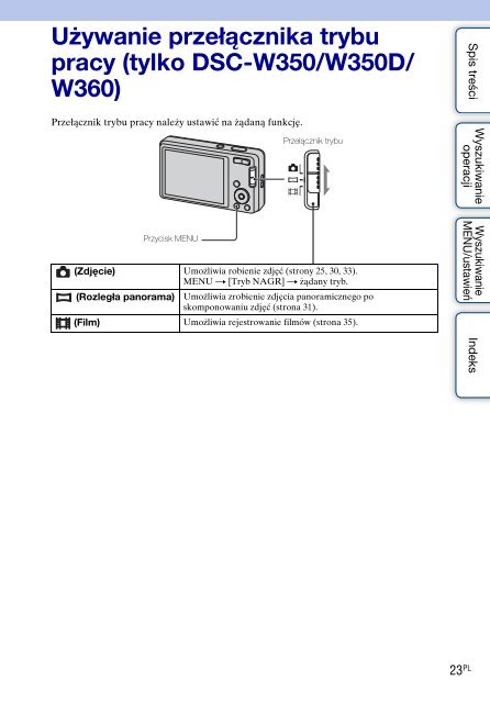 Sony DSC-W360 - DSC-W360 Guida all&rsquo;uso Polacco