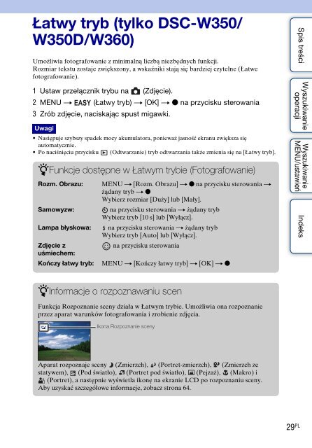 Sony DSC-W360 - DSC-W360 Guida all&rsquo;uso Polacco