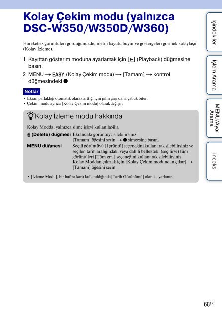 Sony DSC-W360 - DSC-W360 Istruzioni per l'uso Turco