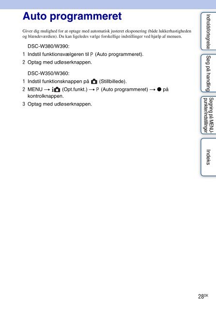 Sony DSC-W360 - DSC-W360 Istruzioni per l'uso Danese