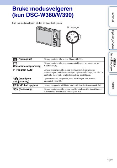 Sony DSC-W360 - DSC-W360 Istruzioni per l'uso Norvegese