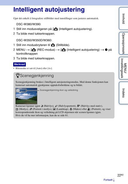 Sony DSC-W360 - DSC-W360 Istruzioni per l'uso Norvegese