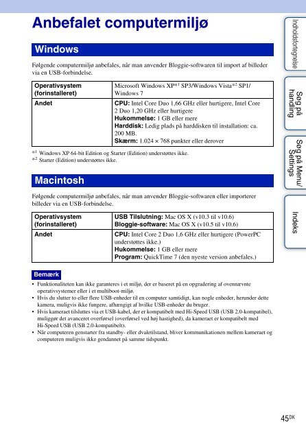 Sony MHS-FS1 - MHS-FS1 Istruzioni per l'uso Danese