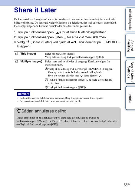 Sony MHS-FS1 - MHS-FS1 Istruzioni per l'uso Danese