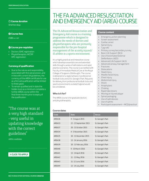 FA EDUCATION COURSES 2015/16