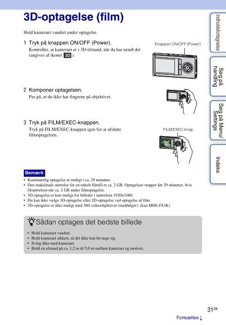 Sony MHS-FS3K - MHS-FS3K Istruzioni per l'uso Danese