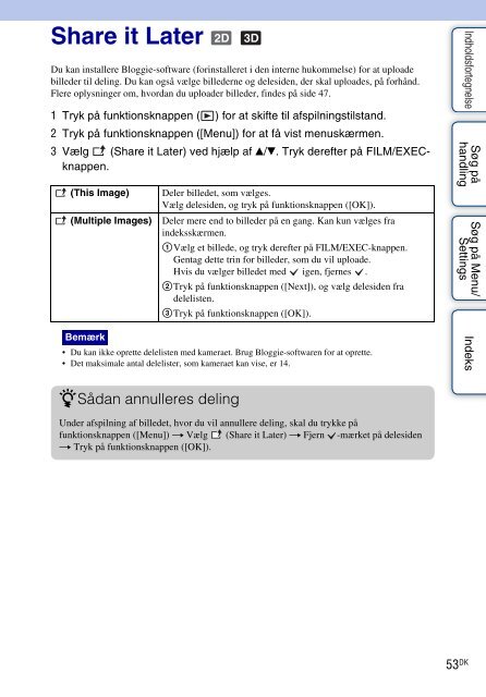 Sony MHS-FS3K - MHS-FS3K Istruzioni per l'uso Danese