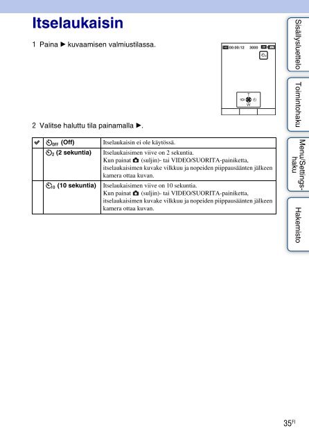 Sony MHS-FS3K - MHS-FS3K Istruzioni per l'uso Finlandese