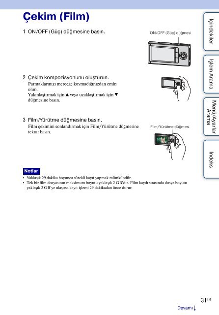 Sony MHS-FS1 - MHS-FS1 Istruzioni per l'uso Turco