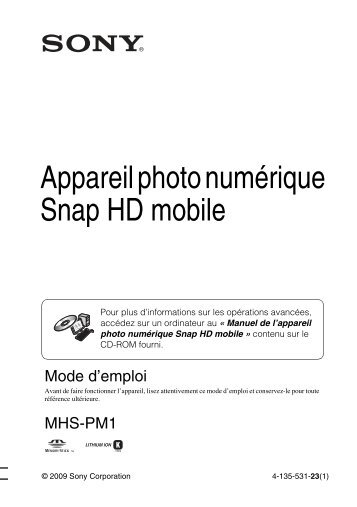 Sony MHS-PM1 - MHS-PM1 Istruzioni per l'uso Francese