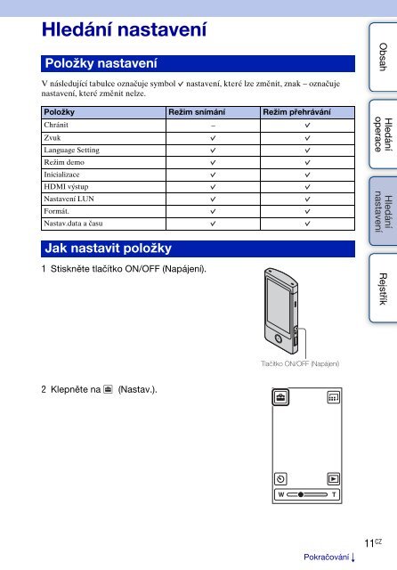 Sony MHS-TS10 - MHS-TS10 Istruzioni per l'uso Ceco