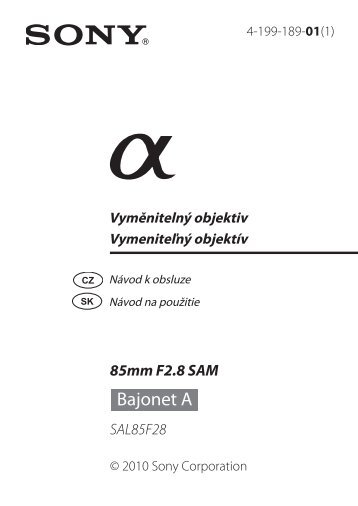 Sony SAL85F28 - SAL85F28 Istruzioni per l'uso Ceco