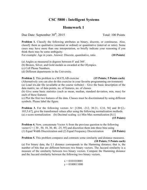 CSC 5800  Intelligent Systems Homework 1