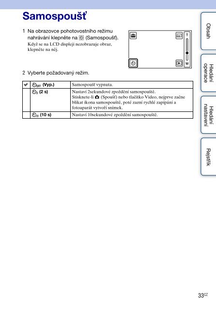 Sony MHS-TS20K - MHS-TS20K Istruzioni per l'uso Ceco