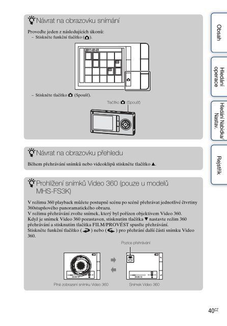 Sony MHS-FS3 - MHS-FS3 Istruzioni per l'uso Ceco