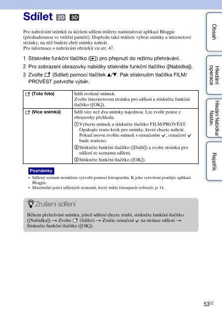 Sony MHS-FS3 - MHS-FS3 Istruzioni per l'uso Ceco