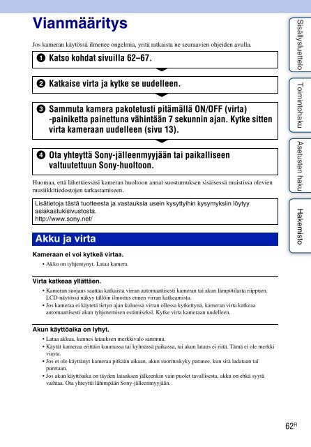 Sony MHS-TS10 - MHS-TS10 Istruzioni per l'uso Finlandese