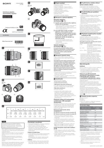 Sony SEL90M28G - SEL90M28G Istruzioni per l'uso Ceco