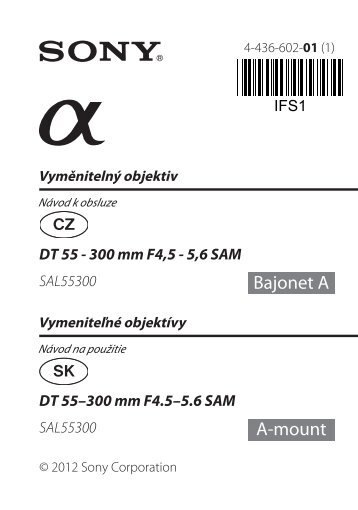 Sony SAL55300 - SAL55300 Istruzioni per l'uso Slovacco