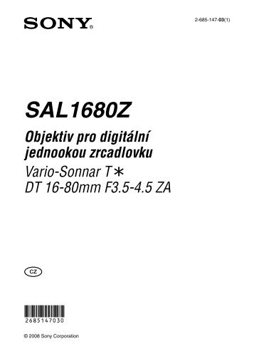 Sony SAL1680Z - SAL1680Z Istruzioni per l'uso Ceco