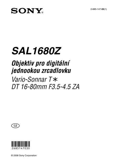 Sony SAL1680Z - SAL1680Z Istruzioni per l'uso Ceco