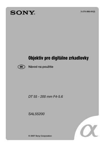 Sony SAL55200 - SAL55200 Istruzioni per l'uso Slovacco