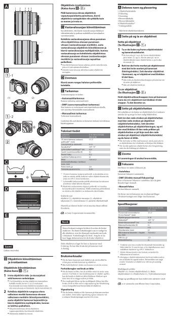 Sony SEL1018 - SEL1018 Istruzioni per l'uso Finlandese