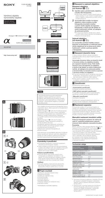 Sony SEL35F14Z - SEL35F14Z Istruzioni per l'uso Ceco