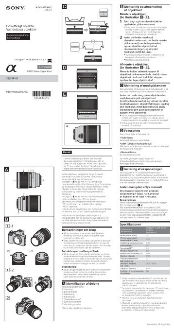 Sony SEL35F14Z - SEL35F14Z Istruzioni per l'uso Danese