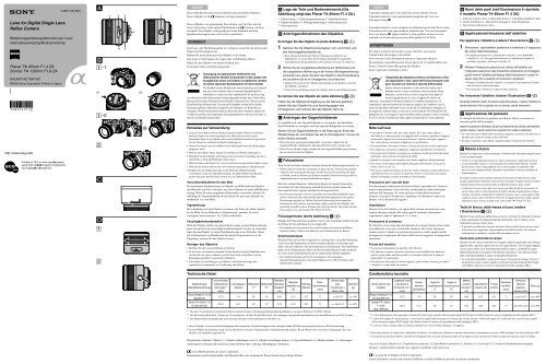 Sony SAL85F14Z - SAL85F14Z Istruzioni per l'uso Svedese