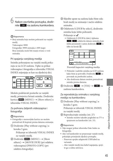 Sony DCR-SX73E - DCR-SX73E Istruzioni per l'uso Croato