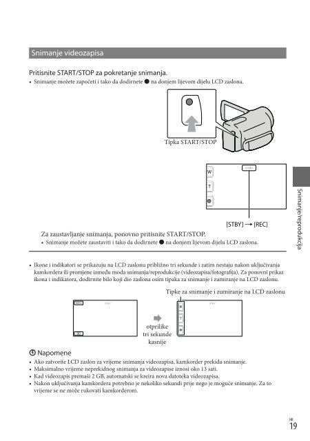 Sony DCR-SX73E - DCR-SX73E Istruzioni per l'uso Croato