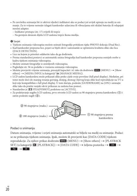 Sony DCR-SX73E - DCR-SX73E Istruzioni per l'uso Croato