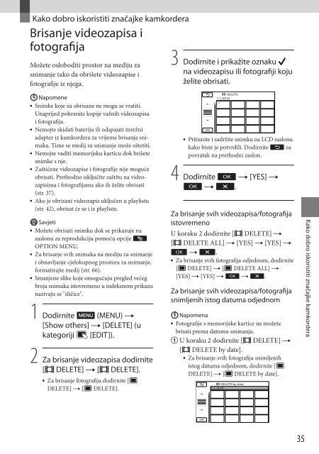 Sony DCR-SX73E - DCR-SX73E Istruzioni per l'uso Croato