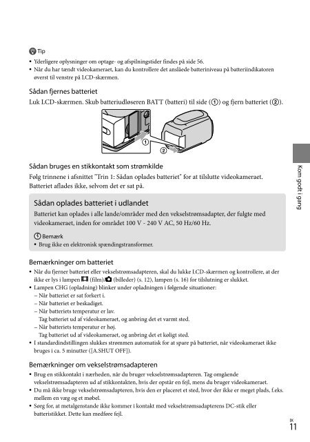 Sony DCR-SX73E - DCR-SX73E Istruzioni per l'uso Danese