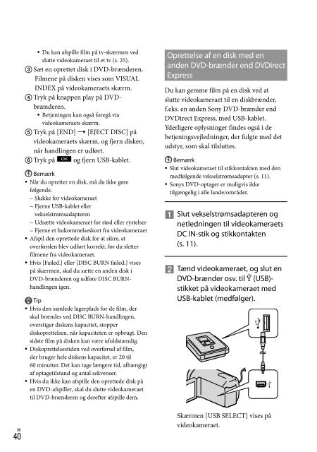 Sony DCR-SX73E - DCR-SX73E Istruzioni per l'uso Danese