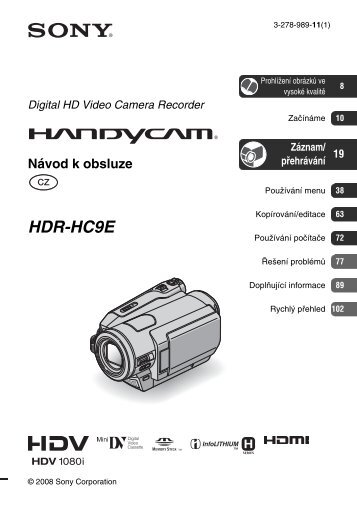 Sony HDR-HC9E - HDR-HC9E Istruzioni per l'uso Ceco