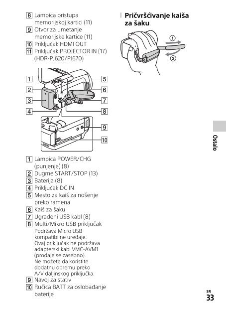 Sony HDR-CX620 - HDR-CX620 Istruzioni per l'uso Serbo