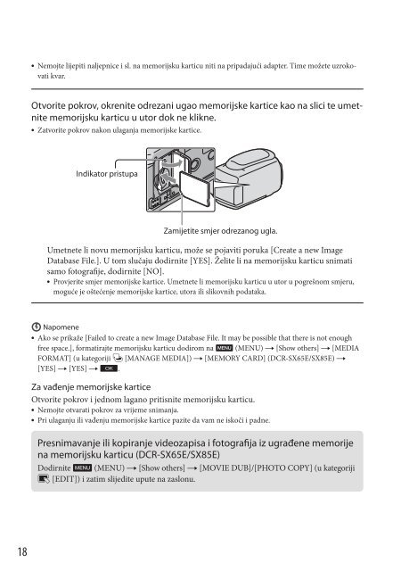Sony DCR-SX45E - DCR-SX45E Istruzioni per l'uso Croato
