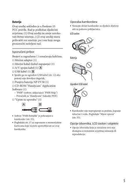 Sony DCR-SX45E - DCR-SX45E Istruzioni per l'uso Croato