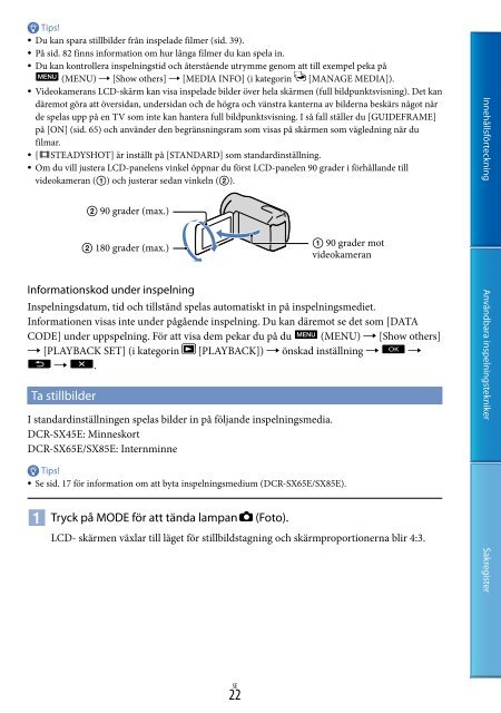 Sony DCR-SX45E - DCR-SX45E Istruzioni per l'uso Svedese